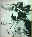  artist_name black_hair dress hat iowa_(pacific) jeanex long_hair lowres monochrome pacific puffy_short_sleeves puffy_sleeves sailor_dress short_sleeves sun_hat traditional_media upper_body 