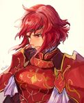  armor breastplate breasts fire_emblem fire_emblem:_monshou_no_nazo fire_emblem:_shin_ankoku_ryuu_to_hikari_no_tsurugi hashiko_(neleven) headband medium_breasts minerva_(fire_emblem) pauldrons red_armor red_eyes red_hair short_hair simple_background sketch solo twitter_username upper_body white_background 