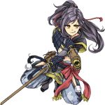  antique_firearm ayasugi_tsubaki fingerless_gloves firearm full_body gloves gun holding holding_gun holding_weapon long_hair official_art oshiro_project oshiro_project_re ponytail purple_hair saika_(oshiro_project) solo transparent_background weapon yellow_eyes 