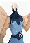  bodysuit boku_no_hero_academia hair_over_one_eye male_focus mask shouji_mezou simple_background solo upper_body white_background white_hair y_re_n 