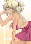  bangs bare_shoulders blonde_hair breasts glasses kantai_collection kote_(dew) large_breasts long_hair musashi_(kantai_collection) red_eyes sideboob solo twintails 