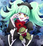  biburi_(precure) blush dress green_hair kirakira_precure_a_la_mode long_hair precure red_eyes smiel twintails 