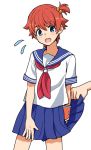  bangs blue_eyes cosplay crossdressing hibiki hibiki_yuuta male_focus red_hair shinochii_b short_hair solo ssss.gridman 