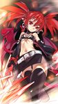  ass_visible_through_thighs bangs belt belt_buckle black_belt black_gloves black_legwear black_skirt bracelet breasts breasts_apart buckle closed_mouth colored_eyelashes cropped_legs crossed_legs demon_girl demon_tail demon_wings disgaea earrings elbow_gloves etna eyelashes gloves groin hair_between_eyes head_tilt holding holding_spear holding_weapon jewelry kuma_(jk0073) light_frown looking_at_viewer makai_senki_disgaea midriff miniskirt navel nose pointy_ears polearm red_eyes red_hair red_wings shiny shiny_clothes short_hair short_twintails side_slit sidelocks skirt skull skull_earrings small_breasts solo spear stomach tail thick_eyebrows thigh_gap thighhighs tsurime twintails underboob weapon white_belt wings zettai_ryouiki 