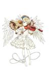  alicia_northend blonde_hair blue_eyes bow_(instrument) dress frilled_dress frills full_body gears headphones highres instrument looking_at_viewer music official_art playing_instrument princess_principal princess_principal_game_of_mission ribbon solo standing transparent_background violin white_dress white_legwear white_ribbon white_wings wings 