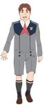  brown_hair darling_in_the_franxx full_body futoshi_(darling_in_the_franxx) male_focus open_mouth school_uniform shorts smile sock_garters socks solo standing thick_eyebrows transparent_background 