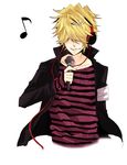  bad_id bad_pixiv_id belphegor_(reborn) blonde_hair hair_over_eyes katekyo_hitman_reborn! male_focus mmff06 shirt smile solo striped striped_shirt tiara 