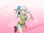  bang_dream! blush green_eyes grey_hair hat polo short_hair smile wakamiya_eve 