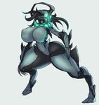  1girl breasts claws corruption full_body helmet huge_breasts lewdreaper nyx_(warframe) solo thick_thighs warframe wide_hips 
