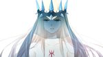  bare_shoulders blonde_hair crown fate/apocrypha fate_(series) gemi_25 green_eyes highres long_hair morgan_le_fay_(fate) parted_lips solo upper_body veil white_background 