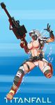  anti-materiel_rifle armor bra breasts dissolving_clothes full_body gun head_mounted_display helmet highres hmage jumping large_breasts panties pilot rifle sniper_rifle solo titanfall torn_clothes underwear weapon 