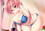  areola_slip areolae ayasato_karen bent_over blue_bra blue_eyes blue_panties blush bra breasts breath hair_tucking highres ichinose_honami_(youjitsu) large_breasts long_hair looking_at_viewer nose_blush panties pink_hair smile solo strap_slip underwear underwear_only very_long_hair wide_hips youkoso_jitsuryoku_shijou_shugi_no_kyoushitsu_e 