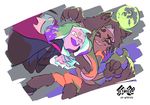  animal_ears cephalopod_eyes claws commentary cravat dark_skin full_moon highres hime_(splatoon) iida_(splatoon) inoue_seita mole mole_under_mouth moon multiple_girls night official_art splatoon_(series) splatoon_2 tail vampire_costume werewolf wolf_ears wolf_tail 