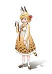  2017 :d adapted_costume alternate_costume alternate_hairstyle animal_ears artist_name bangs black_hair blonde_hair blush brown_footwear dated dress eyelashes full_body gradient gradient_clothes gradient_dress hair_between_eyes hair_ribbon hanbok holding kemono_friends korean_clothes legs_apart long_sleeves looking_away looking_to_the_side multicolored multicolored_clothes multicolored_dress multicolored_hair no_eyebrows open_mouth orange_dress red_ribbon ribbon roonhee sash serval_(kemono_friends) serval_ears serval_print serval_tail shadow shoes short_hair simple_background smile socks solo spots standing tail tareme traditional_clothes two-tone_dress two-tone_hair white_background white_dress white_legwear yellow_eyes 