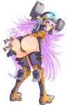  ass ass_grab from_behind full_body goggles helmet hmage leaning_forward long_hair looking_back mecha_musume northstar_(titanfall) personification pink_hair solo sound_effects thighhighs thighs titanfall titanfall_2 transparent_background very_long_hair yellow_eyes 