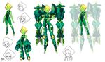  absurdres androgynous blonde_hair bodysuit flat_chest forehead_jewel full_body green_skin grin highres jitome multiple_views peridot_(steven_universe) power_armor ryuusei_(mark_ii) short_hair skin_tight smile steven_universe visor x-ray 