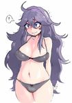  1girl ? blush bra breasts cleavage erect_nipples genkillua hex_maniac_(pokemon) large_breasts long_hair navel npc_trainer panties pokemon pokemon_(game) pokemon_xy purple_eyes purple_hair smile solo underwear 