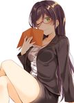  &gt;:) ;) \||/ bespectacled black_jacket black_skirt book breasts cleavage commentary_request crossed_legs formal glasses green_eyes holding holding_book jacket long_hair long_sleeves looking_at_viewer love_live! love_live!_school_idol_project medium_breasts miniskirt mogu_(au1127) one_eye_closed open_book pencil_skirt purple_hair red-framed_eyewear semi-rimless_eyewear simple_background sitting skirt skirt_suit smile solo suit teacher toujou_nozomi under-rim_eyewear v-shaped_eyebrows white_background 