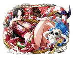  black_hair blue_eyes boa_hancock bodskih breasts chin_rest crop_top crossed_legs earrings hand_on_own_knee huge_breasts jewelry long_hair midriff one_piece salome_(one_piece) smile snake snake_earrings solo sparkle transparent_background 