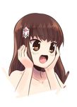  amagi_brilliant_park bangs blush boa_(brianoa) brown_eyes brown_hair eyebrows_visible_through_hair koborii_(amaburi) long_hair nude open_mouth portrait smile solo transparent_background 