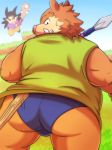  2019 anthro boar brown_fur bulge butt clothing dragon_quest duo fur lako male mammal orc_(dragon_quest) overweight overweight_male porcine robe square_enix tusks underwear video_games 