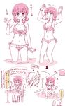  2girls arara_(yuuan9x9) bangle bikini blush bracelet comic hair_bobbles hair_ornament hayasaka_tasuku hayashida_airi jewelry low_twintails mole mole_under_eye monochrome multiple_girls open_mouth pink short_twintails swimsuit translation_request twintails wake_up_girls! 