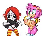  amy_rose areola big_areola big_breasts black_eyes blush bottomless breasts cleavage clothed clothing clothing_lift duo eulipotyphlan exposed_breasts female green_eyes hair hairband hedgehog humanoid kythos legwear mammal navel nipples panties pink_nipples pussy red_hair ruby_gloom shirt shirt_lift skirt skirt_lift sonic_(series) squidapple thick_thighs thigh_highs underwear wide_hips 