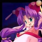 1girl breasts cherry cherry_(saber_j) nipples purple_hair saber_marionette_j sky small_breasts solo 