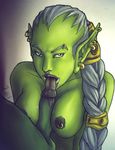  braid breasts female male nipple_piercing nipples oral orc piercing pointy_ears saliva shalinka straight tongue tusks video_games warcraft world_of_warcraft 