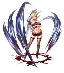  1girl blonde_hair breasts claws full_body huge_breasts lilith-soft looking_at_viewer navel parted_lips purple_eyes short_hair solo standing taimanin_rpgx underboob 