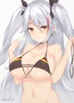  :q azur_lane bare_arms bare_shoulders bikini bikini_bottom_removed bikini_top black_bikini black_neckwear blush breasts choker cleavage closed_mouth cross cross_earrings dated earrings flag_print german_flag german_flag_bikini grey_hair hair_ribbon halterneck hands_up holding huge_breasts iron_cross jewelry kuavera large_breasts long_hair looking_at_viewer mole mole_on_breast multicolored_hair navel prinz_eugen_(azur_lane) red_hair ribbon signature smile solo source_request stomach streaked_hair suggestive_fluid swimsuit tongue tongue_out two_side_up underboob upper_body very_long_hair w_arms 
