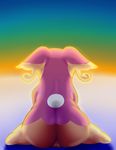  1girl absurdres animal_ears ass audino dibujosv12 feet from_behind full_body furry gradient gradient_background no_humans nude pokemon pokemon_(creature) pokemon_bw pussy simple_background sitting solo tail uncensored 