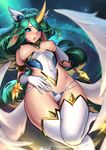  animal_ears aqua_eyes armlet bangs breasts cameltoe cian_yo corset covered_navel glint gloves green_hair horn league_of_legends long_hair low_wings medium_breasts multi-strapped_panties nipples panties parted_lips solo soraka star_guardian_soraka string_panties swept_bangs tears thighhighs underbust underwear white_gloves white_legwear white_panties white_wings wings 