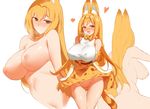  :d alternate_hair_length alternate_hairstyle animal_ears back breasts brown_eyes cleavage covered_nipples elbow_gloves gigantic_breasts gloves heart kemono_friends long_hair looking_at_viewer multiple_views navel nipples open_mouth orange_hair panties serval_(kemono_friends) serval_ears simple_background smile underwear very_long_hair white_background yellow_panties yostxxx 