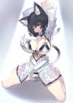  :o animal_ear_fluff animal_ears aqua_eyes arms_up black_bra black_hair black_panties bra breasts cat_ears cat_tail cleavage highres lace lace-trimmed_bra large_breasts long_hair looking_at_viewer mamuru open_mouth original panties seiza sitting snake solo tail thighs underwear white_bra white_panties 
