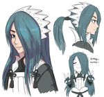  absurdres alternate_hair_length alternate_hairstyle blue_eyes blue_hair double_v fingerless_gloves fire_emblem fire_emblem_if gloves hair_over_one_eye highres japanese_clothes long_hair mm127 setsuna_(fire_emblem_if) v 