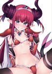  :d areola_slip areolae arm_behind_back arm_support armor bangs bikini bikini_armor bikini_pull black_gloves black_legwear blue_eyes blush breasts cape collar collarbone commentary_request curled_horns elizabeth_bathory_(brave)_(fate) elizabeth_bathory_(fate)_(all) eyebrows_visible_through_hair fate/extra fate/extra_ccc fate_(series) fingerless_gloves gloves grin hairband highres jp06 long_hair looking_at_viewer medium_breasts navel open_mouth partially_visible_vulva pauldrons pink_hair pointy_ears pulled_by_self red_bikini sidelocks silver_trim simple_background sitting smile solo spread_legs stomach swimsuit tail teeth thighhighs tsurime vambraces white_background white_cape 