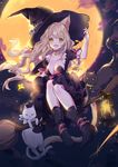  animal_ears cleavage dress halloween heels neko nekomimi tail witch yuzhi 