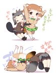  &gt;_&lt; 2girls american_beaver_(kemono_friends) animal_ears antenna_hair arms_up assisted_exposure beaver_ears beaver_tail bike_shorts bikini_top black-tailed_prairie_dog_(kemono_friends) blush blush_stickers bow bowtie closed_eyes commentary_request dog_ears dog_tail embarrassed fur_collar german_suplex grey_hair hair_ornament hairclip jacket kemono_friends light_brown_hair multicolored_hair multiple_girls open_mouth panties pleated_skirt school_uniform short_hair shorts simple_background skirt skirt_flip suplex tail text_focus translated two-tone_hair underwear upside-down watanon_(gakushokutei) wavy_mouth white_background white_panties 