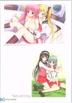  breast_grab breasts happoubi_jin kanojo_x_kanojo_x_kanojo nipples no_bra open_shirt pantsu seifuku yuri 