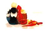  1boy 1girl blonde_hair boots couple high_heels jaune_arc long_hair ponytail pyrrha_nikos red_hair rwby short_hair skirt tied_hair yurax-mae 