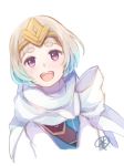  1girl blue_hair fire_emblem fire_emblem_heroes gradient_hair multicolored_hair nintendo open_mouth purple_eyes short_hair simple_background solo tiara upper_body white_background white_hair ylgr_(fire_emblem_heroes) yukimiyuki 