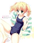  cameltoe hundred_one_no_hyakumonogatari ryohka school_swimsuit swimsuits towel wet 