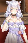  5ya animal_ears cleavage dress final_fantasy final_fantasy_xiv miqo&#039;te 