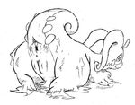 anus big_butt butt female feral goodra looking_at_viewer nintendo nude pok&eacute;mon pok&eacute;mon_(species) polygon5 presenting pussy simple_background slime smile solo traditional_media_(artwork) video_games white_background 