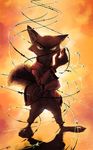  2017 anthro barbed_wire barefoot belt canine cheek_tuft clothed clothing disney fanfic_art fox green_eyes looking_at_viewer male mammal nick_wilde pose solo thewyvernsweaver tuft zootopia 