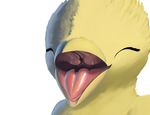  2017 anatomically_correct anthro avian beak bird feathers female hi_res mouth_shot open_mouth solo thousandfoldfeathers vanilla_(canary) 