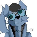  2017 blue_fur canine digital_media_(artwork) eyewear feral flash_draw fur general: glasses looking_at_viewer male mammal silly_face smile solo standing toony wolf 
