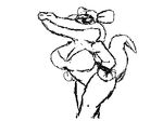  alligator animated anthro black_and_white blinking bow breasts butt cleavage clothed clothing cro_funky crocodilian dress eyelashes female flipnote_studio loop low_res monochrome reptile scalie simple_background solo the_first_funky_fighter unknown_artist white_background 