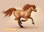  2017 akineza ambiguous_gender digital_media_(artwork) equine feral fur hooves horse mammal orange_fur russian_text simple_background solo tan_fur text 